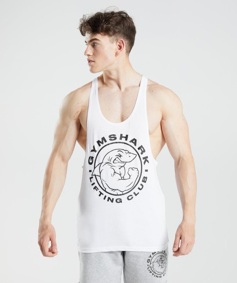 Podkoszulki Gymshark Legacy Stringer Męskie Białe | PL 608WHZ